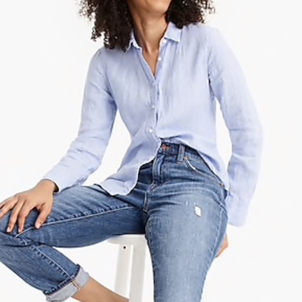 Jcrew blue linen button down chambray